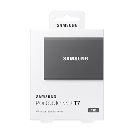 Внешний SSD диск Samsung T7 R1050/W1000 Мб/сек, USB 3.2, 1Тб, серый